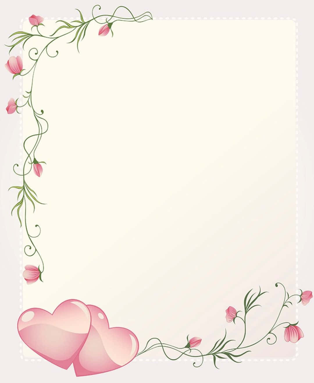 Valentinstagsrahmenmit Rosa Herzen Und Blumen