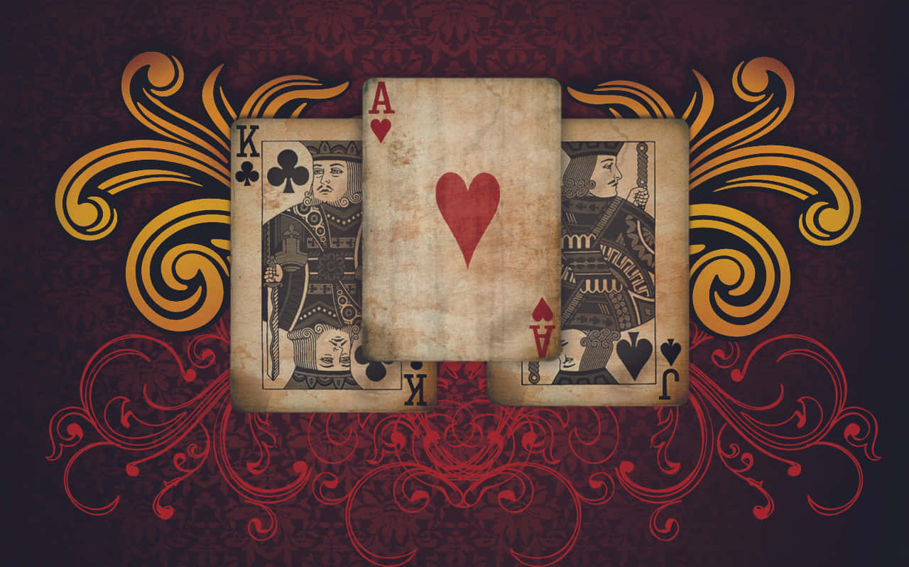 A Royal Flush in Poker on a Green Table Wallpaper