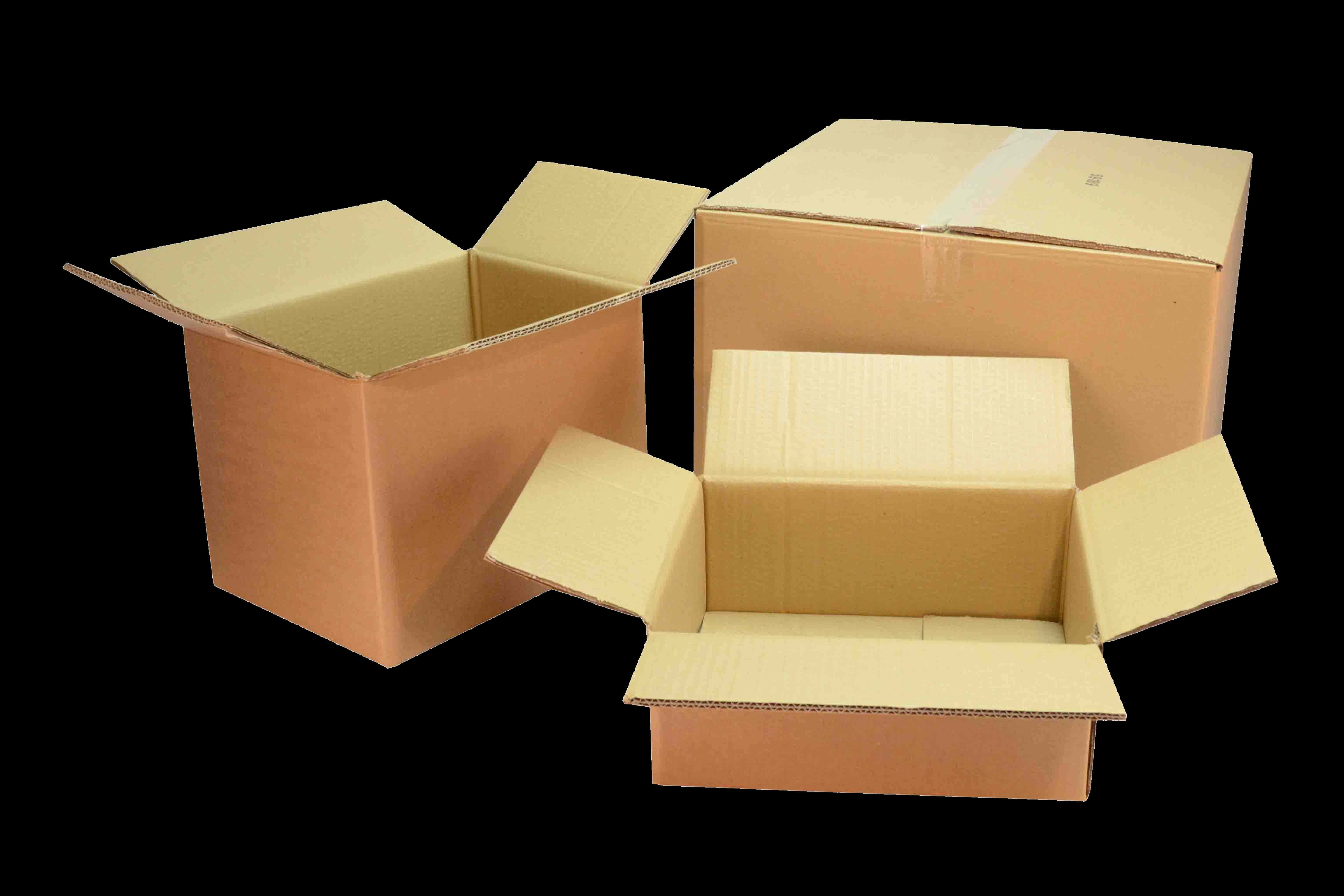 Cardboard Boxes Open Black Background PNG