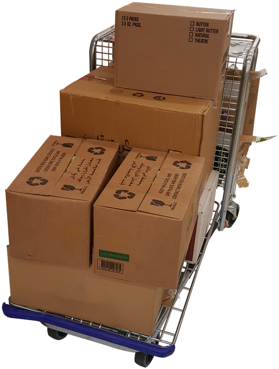 Cardboard Boxeson Trolley PNG