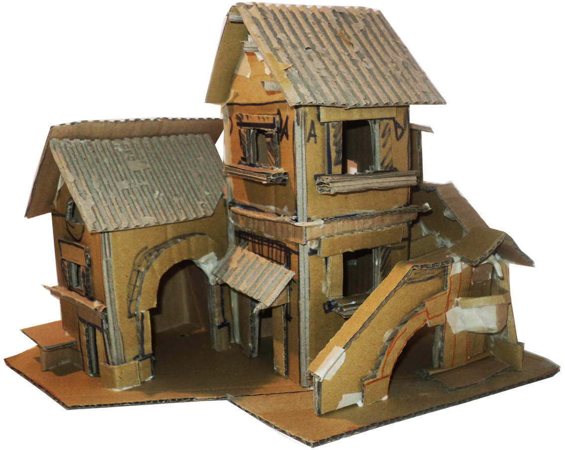 Cardboard Model Village House PNG