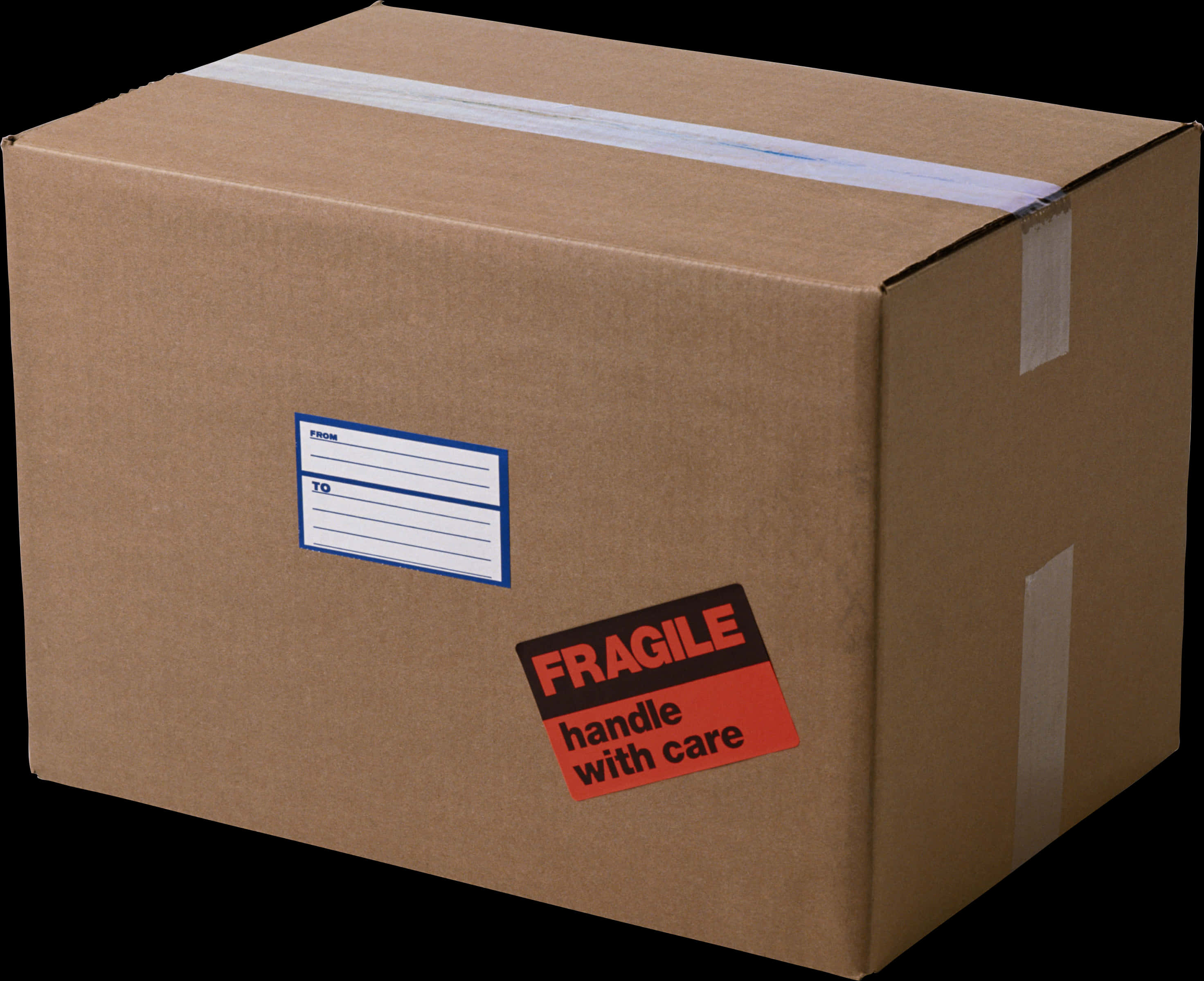 Cardboard Shipping Box Fragile Label PNG