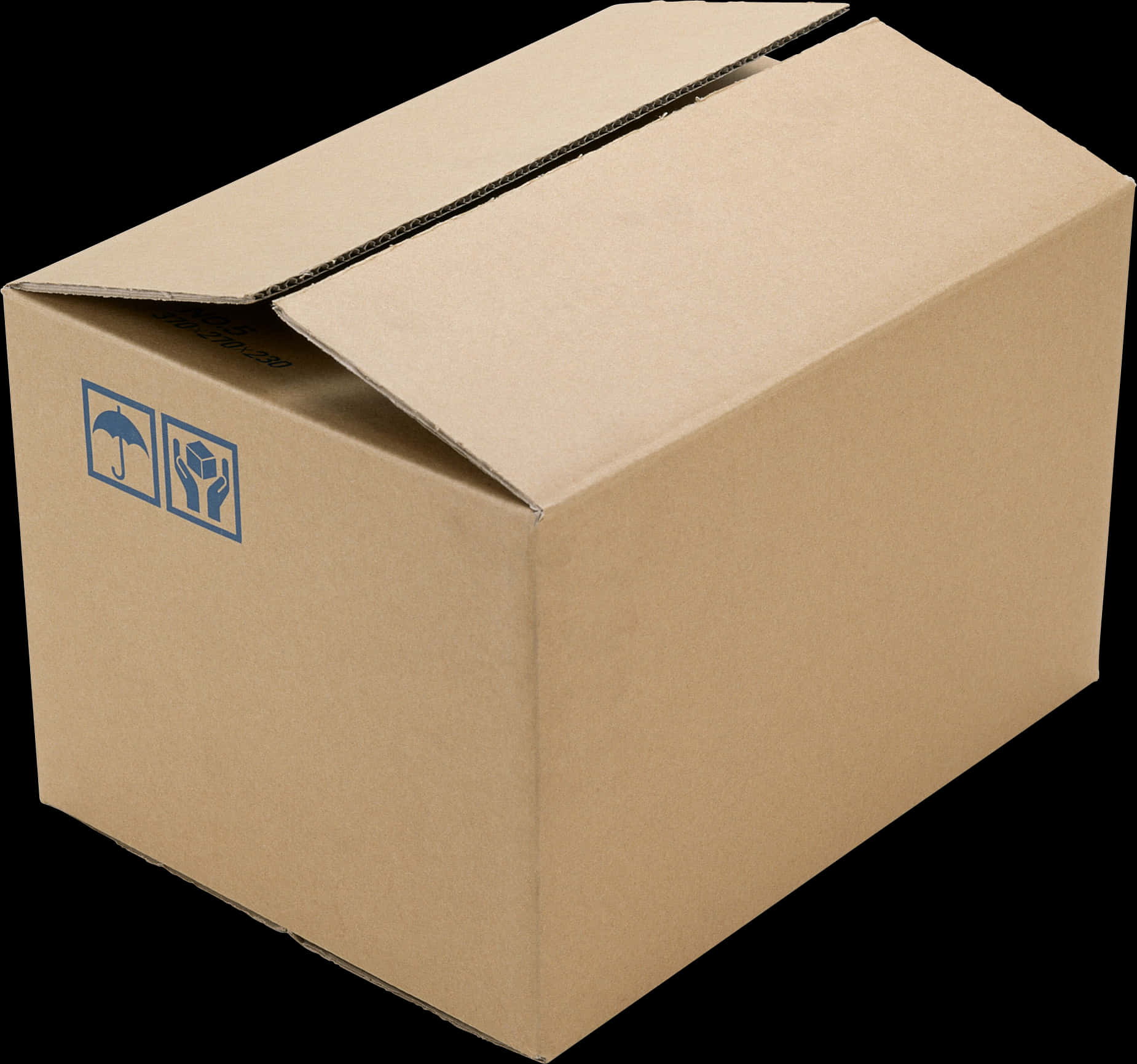 Cardboard Shipping Box Open Flap PNG