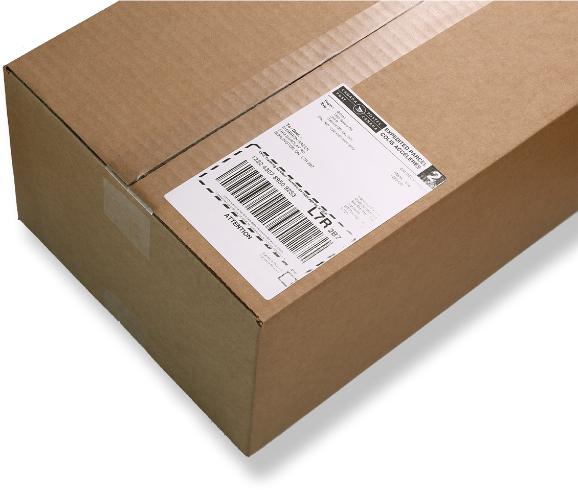 Cardboard Shipping Box With Label PNG