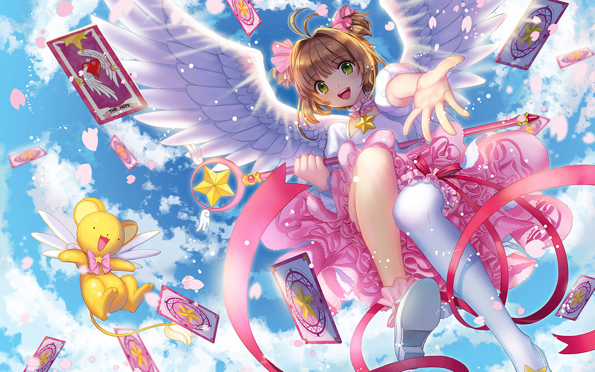 Cardcaptor Sakura Anime Angel Wings Kunstdrykke Tapet Wallpaper