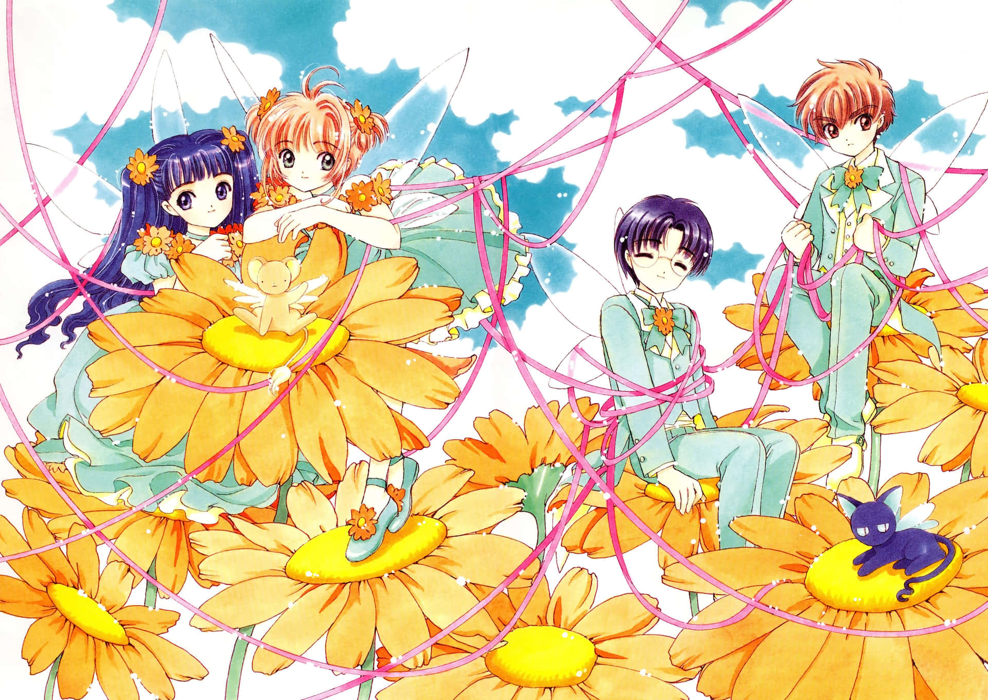 Personnages De Cardcaptor Sakura Fantaisie Florale Fond d'écran