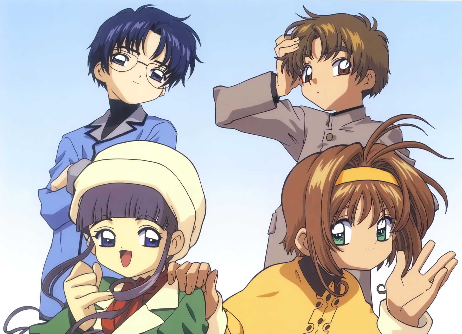 Cardcaptor Sakura Personages Vriendelijke Pose Achtergrond