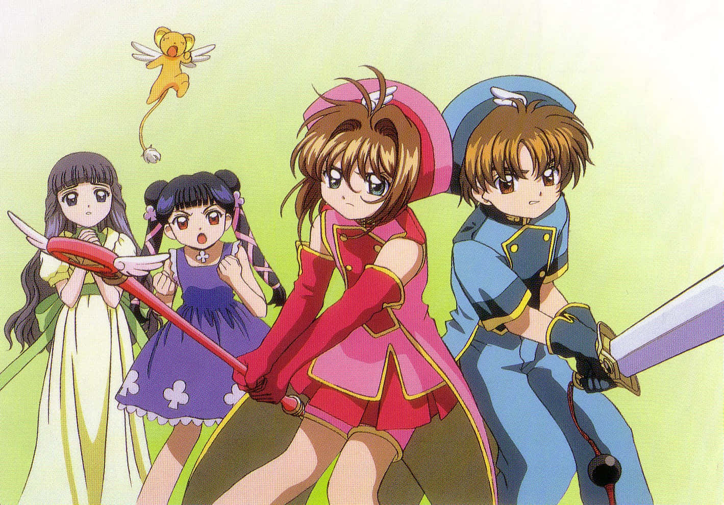 Cardcaptor Sakura Personages Klaar Voor Actie Achtergrond