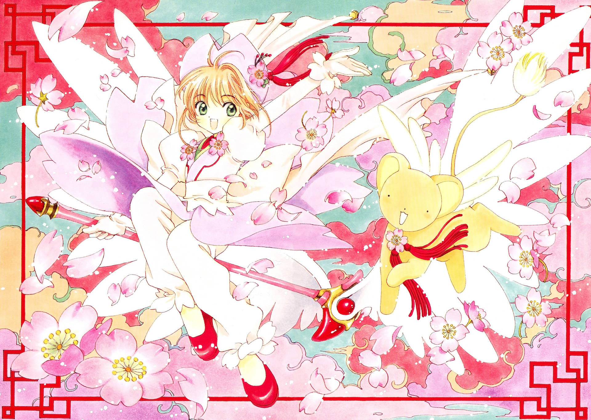 Cardcaptor Sakura Kirsebærblomster Kunst Wallpaper