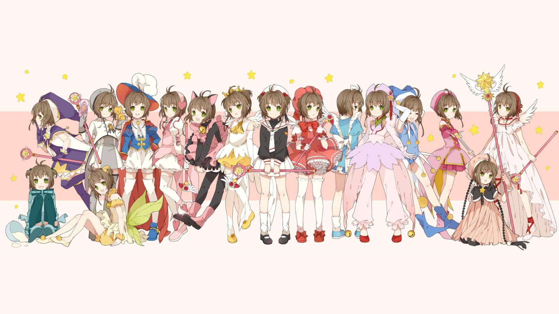 Cardcaptor Sakura Kinomoto Outfits Illustration Tegninger Wallpaper