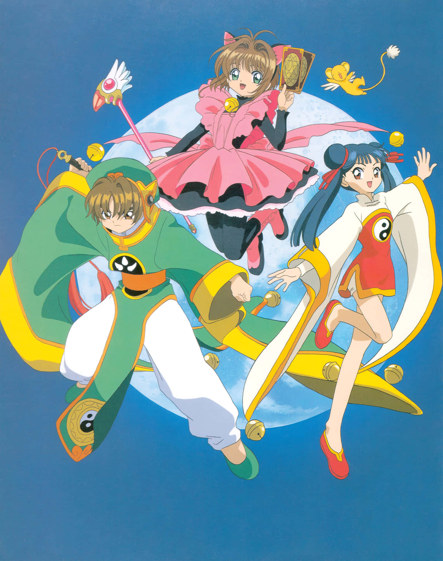 Cardcaptor Sakura En Vrienden Drijven Achtergrond