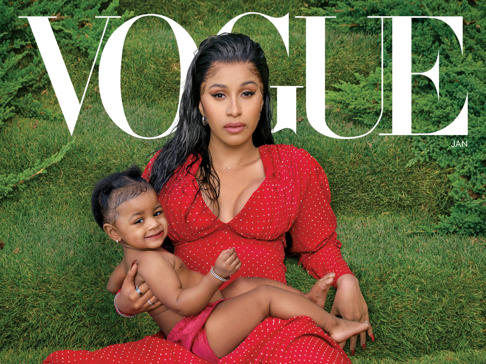Cardi B Posing For Vogue Background