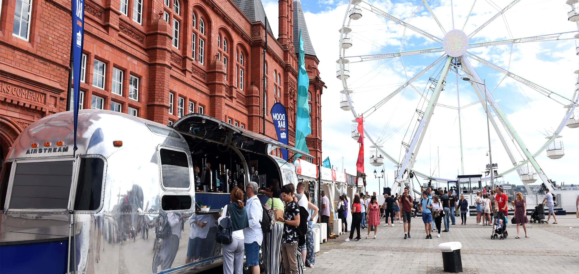 Cardiff Bay Food Trailerand Ferris Wheel Wallpaper