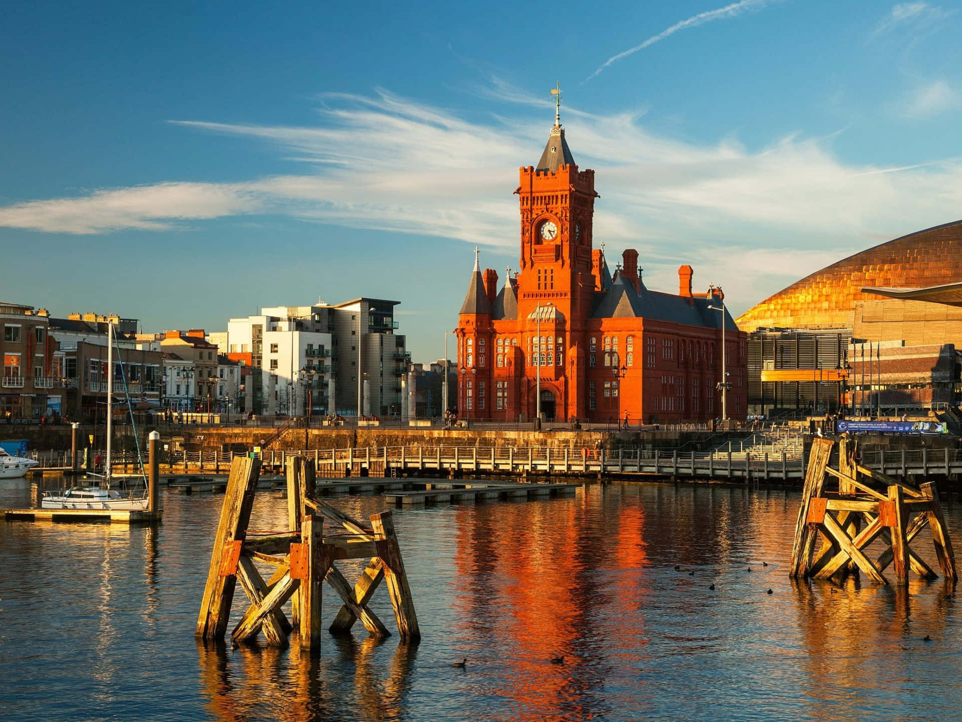 Cardiff Bay Pierhead Building Sunset Wallpaper