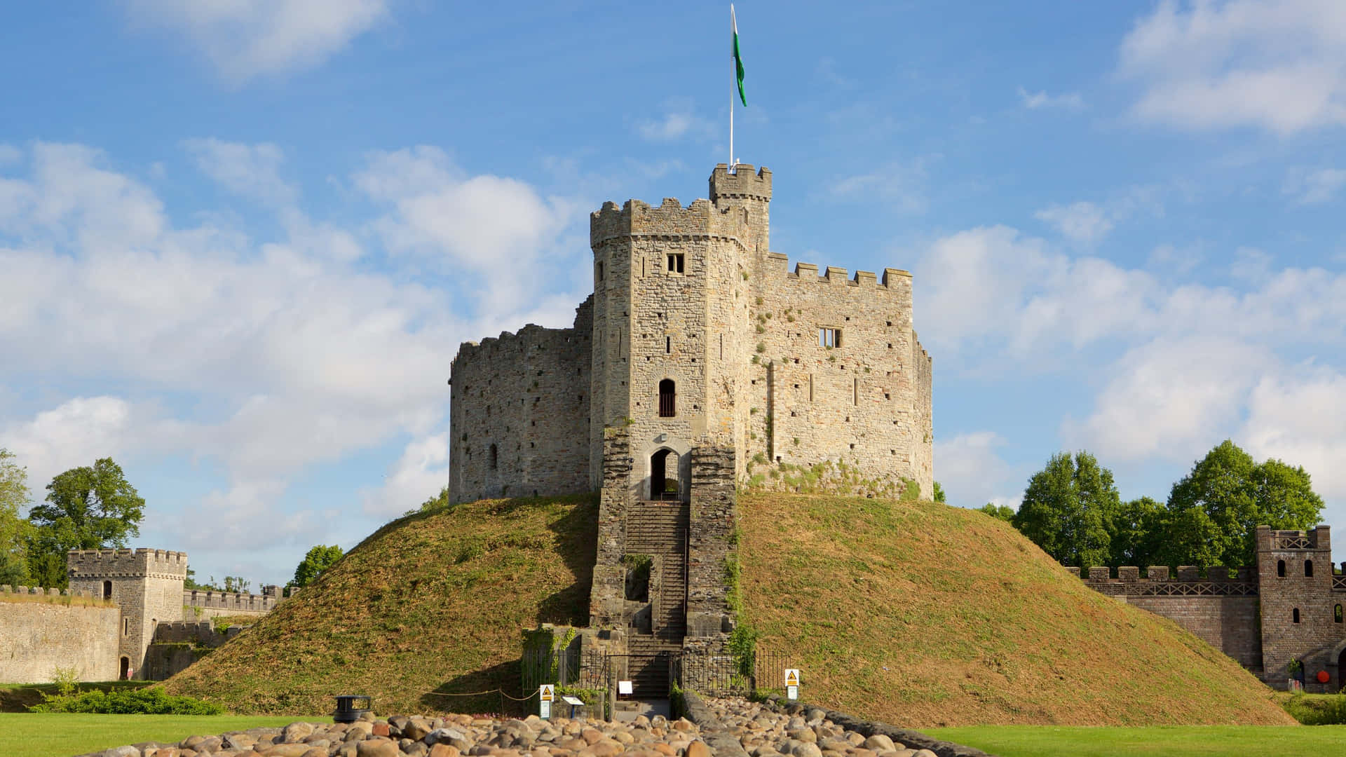 Cardiff Castle At The Center Wallpaper