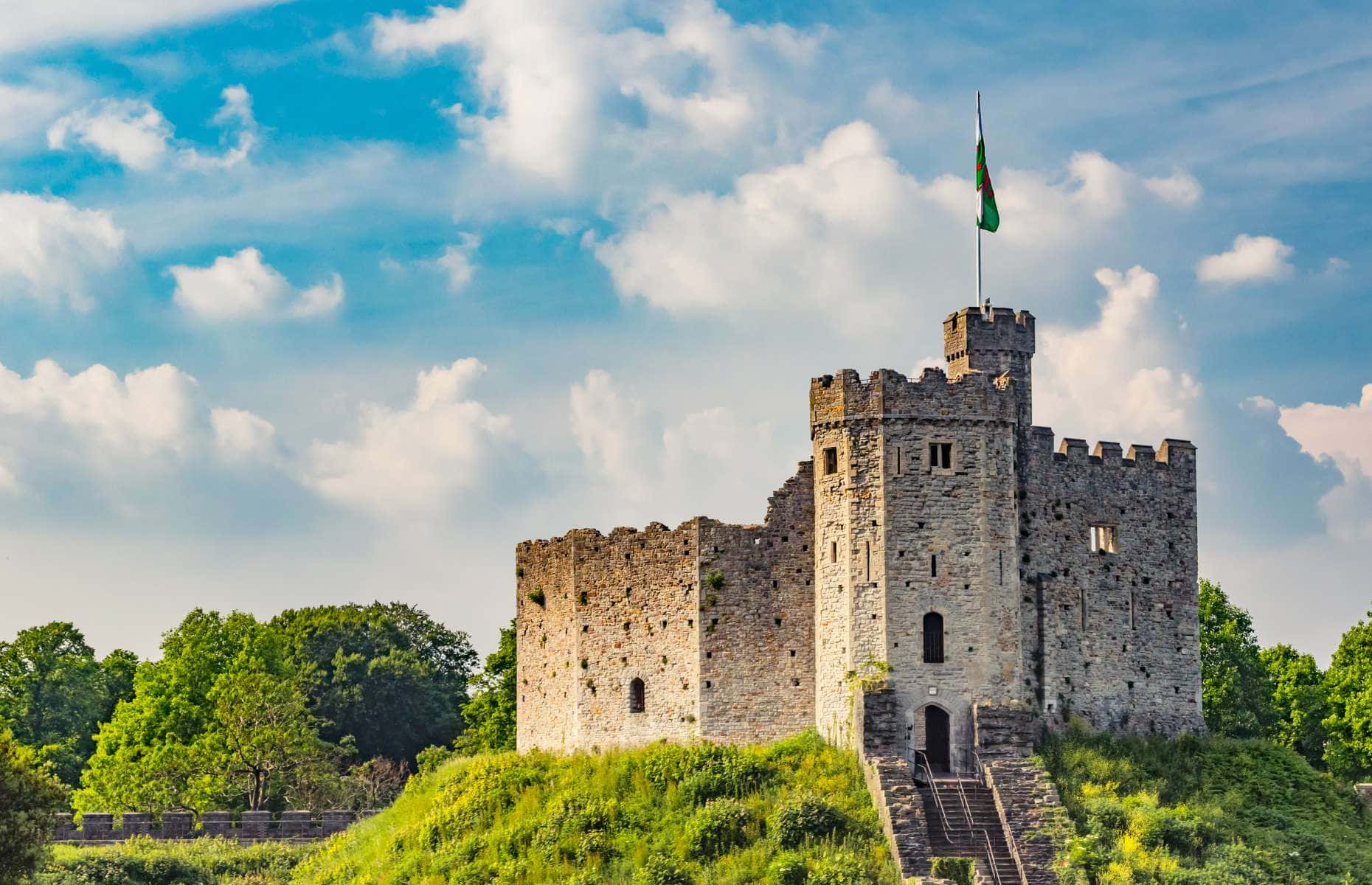 Cardiff Castle Surrounded By Trees Wallpaper