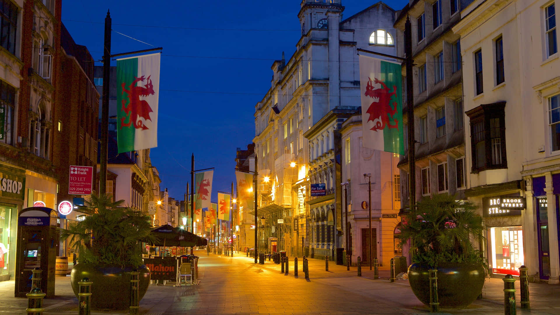 Cardiff St Mary Street Night Scene Wallpaper