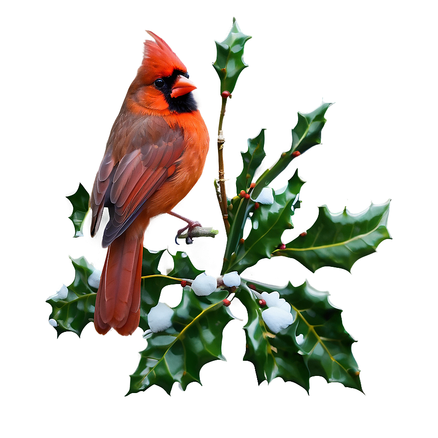 Cardinal And Holly Png 28 PNG