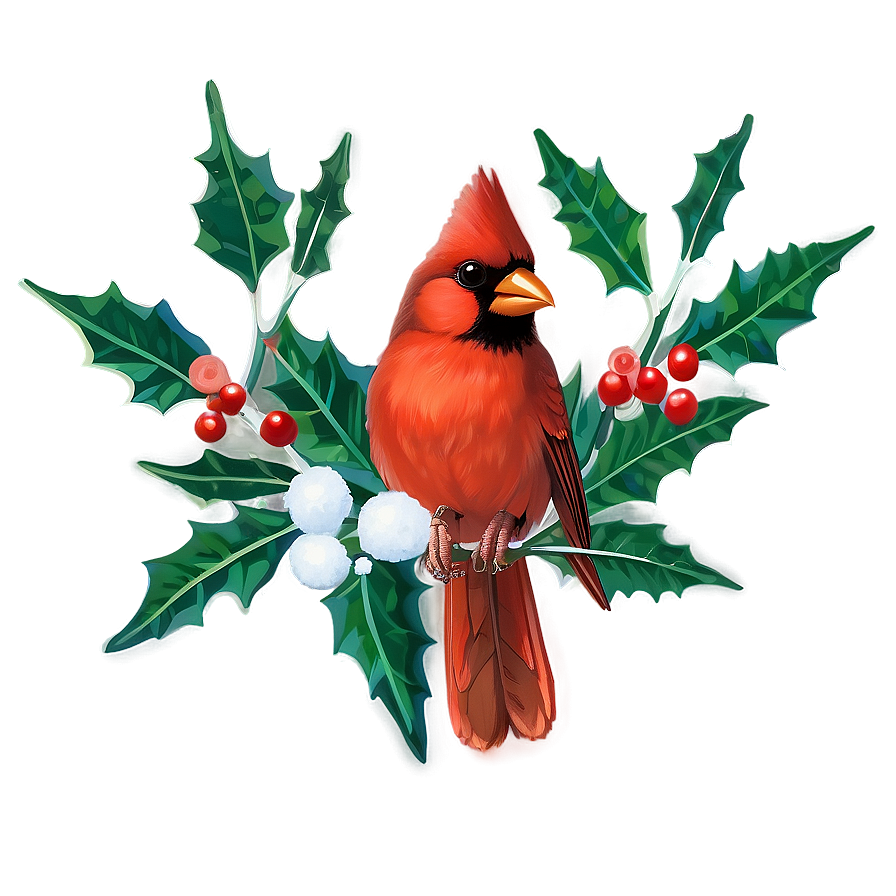 Cardinal And Holly Png Ady PNG
