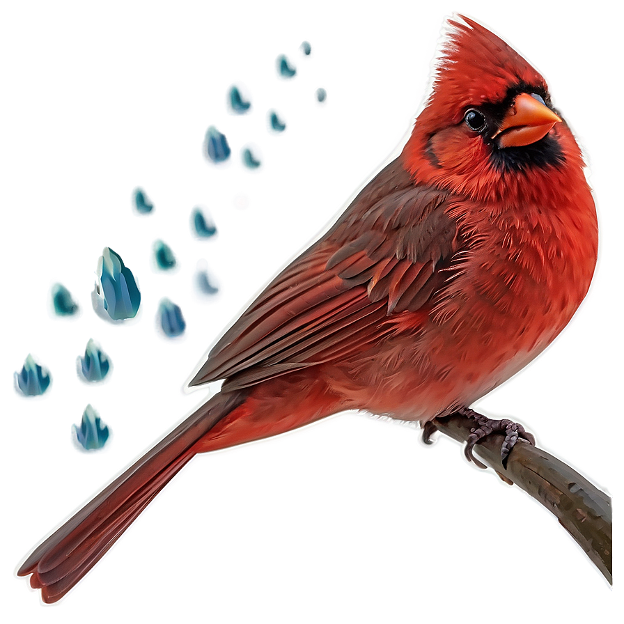 Cardinal Bird In Rain Png Ern PNG