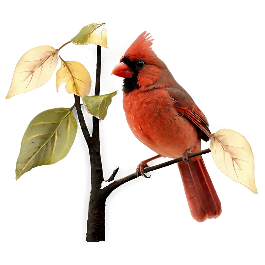 Cardinal In Autumn Leaves Png Cvc82 PNG
