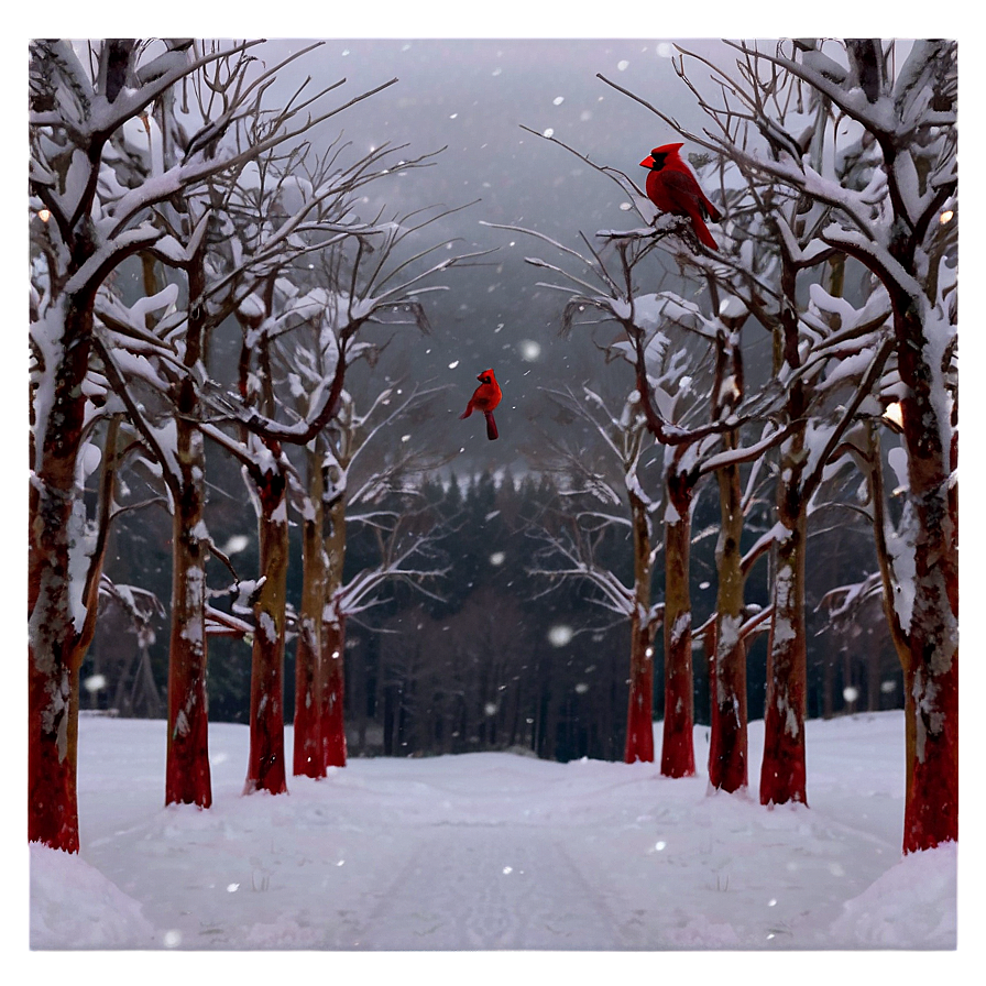 Cardinal In Winter Wonderland Png Aeq PNG