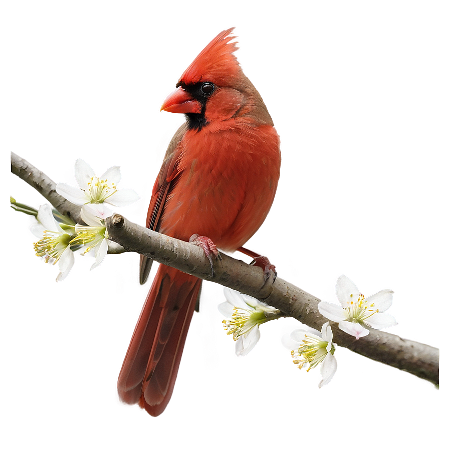 Cardinal On Flowering Tree Png Ddx PNG