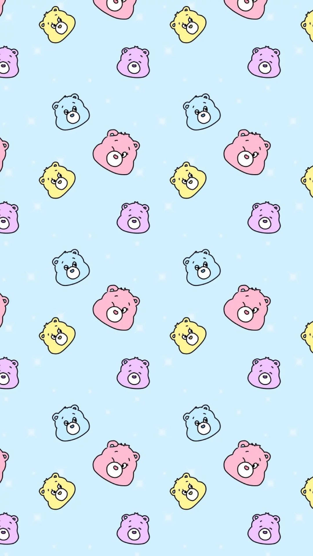 Care Bears On Pastel Blue Kawaii Ipad Wallpaper