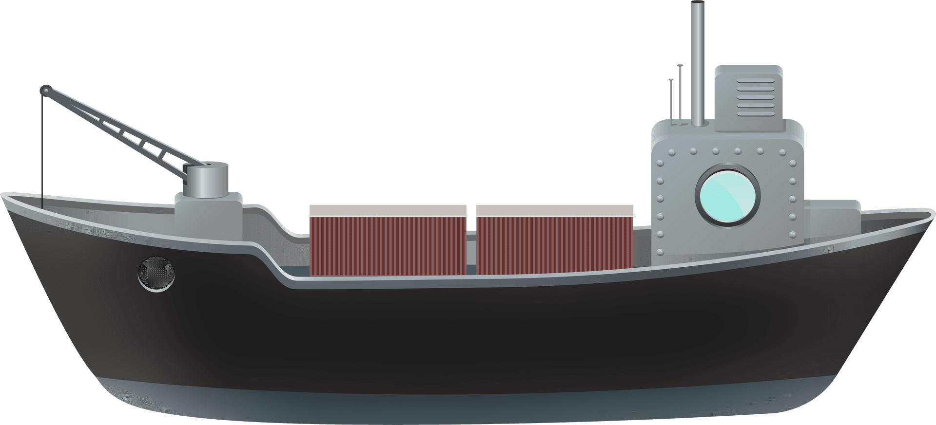 Cargo Ship Illustration PNG