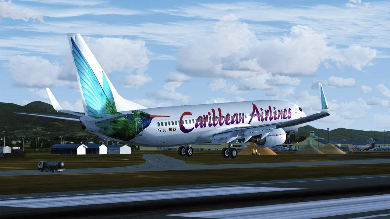 Caribbean Airlines Landing Plane Render Wallpaper