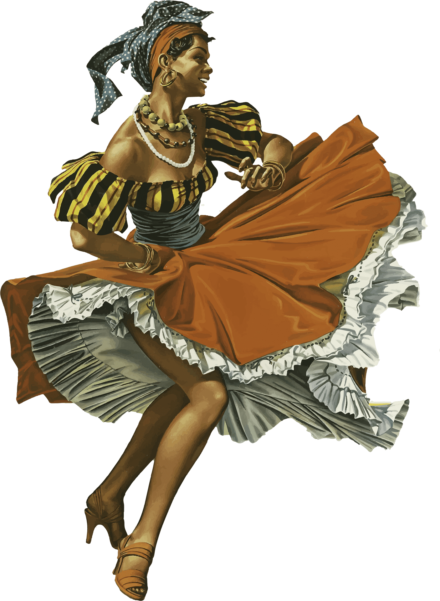 Caribbean Dancer Traditional Costume PNG