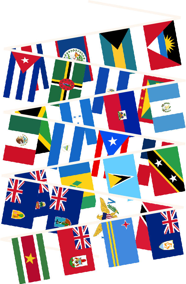 Caribbean Nations Flags Display PNG