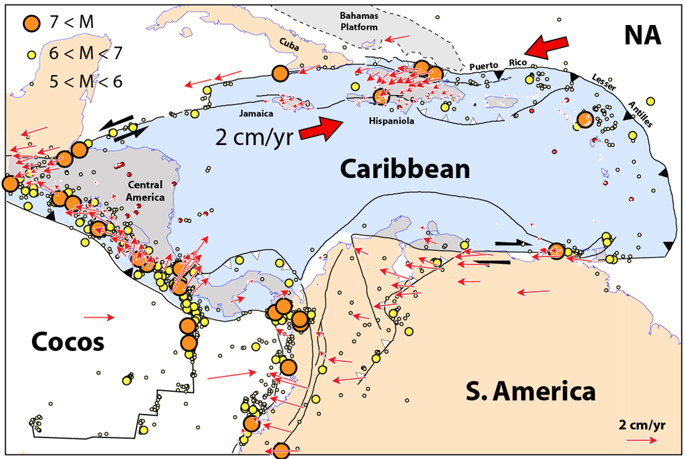 Caribbean Tectonic Activity Map PNG