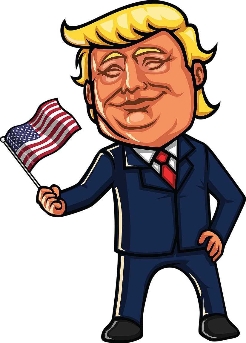 Caricatureof Donald Trumpwith American Flag PNG