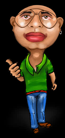 Caricatureof Man Giving Thumbs Up PNG