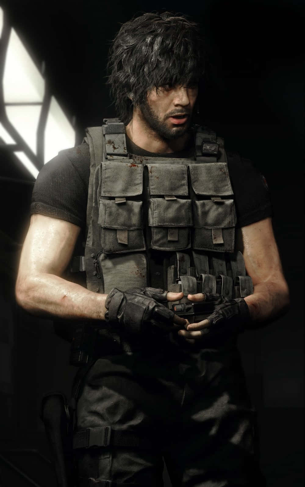 "carlos Oliveira In Action During Resident Evil Game." Wallpaper