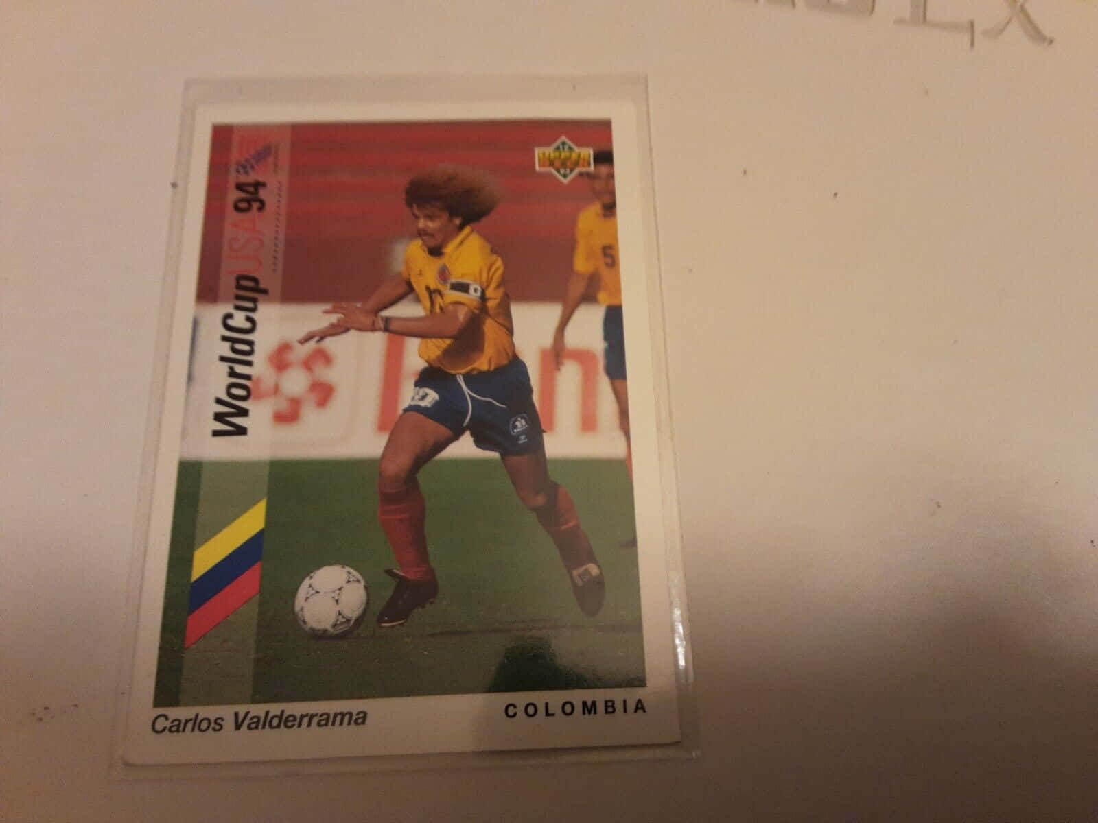 "Legendary Footballer Carlos Valderrama Upper Deck Card" Wallpaper
