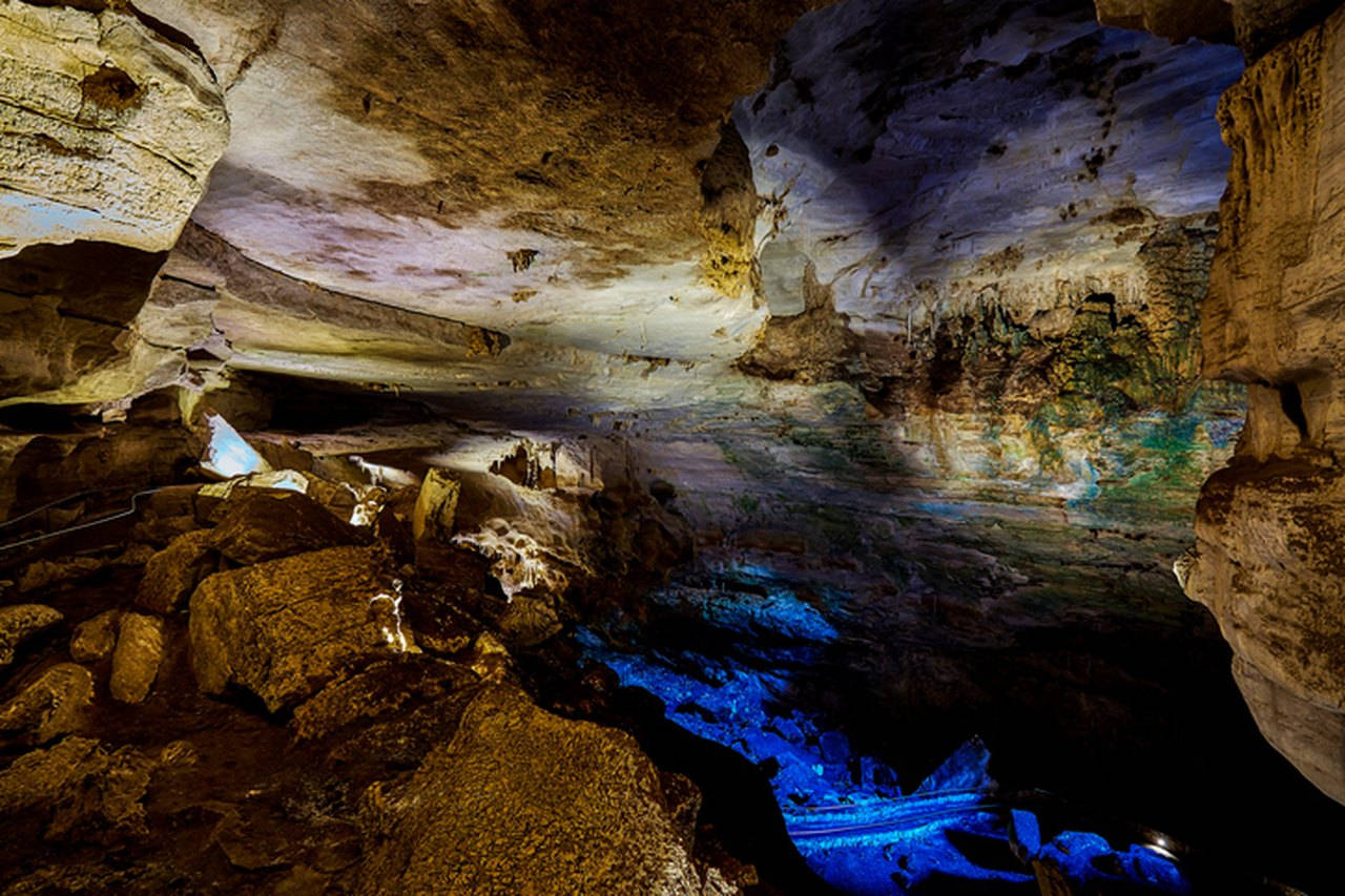 Carlsbad Cavern Dark Blue Light Wallpaper