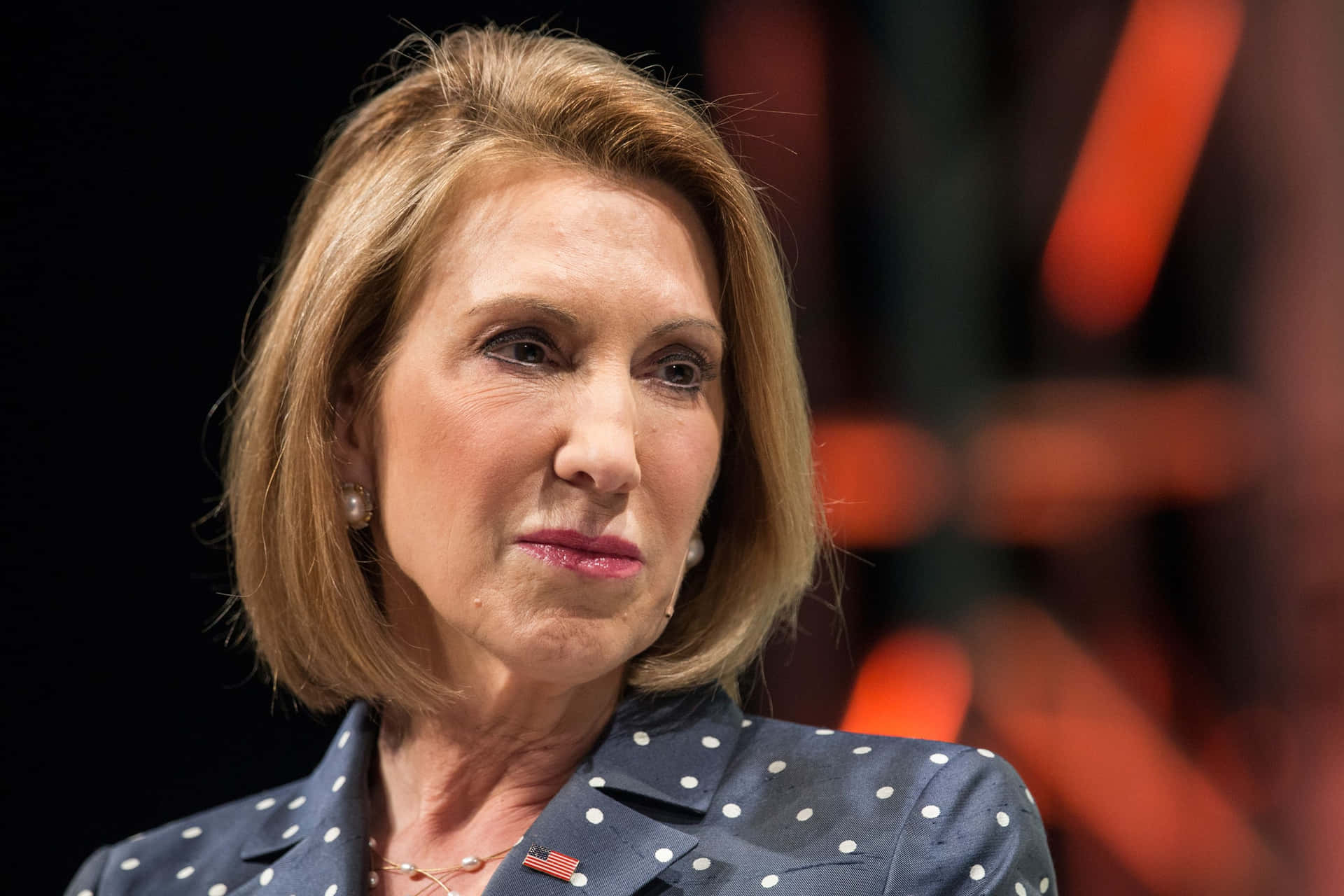 Carly Fiorina In White Dotted Coat Picture