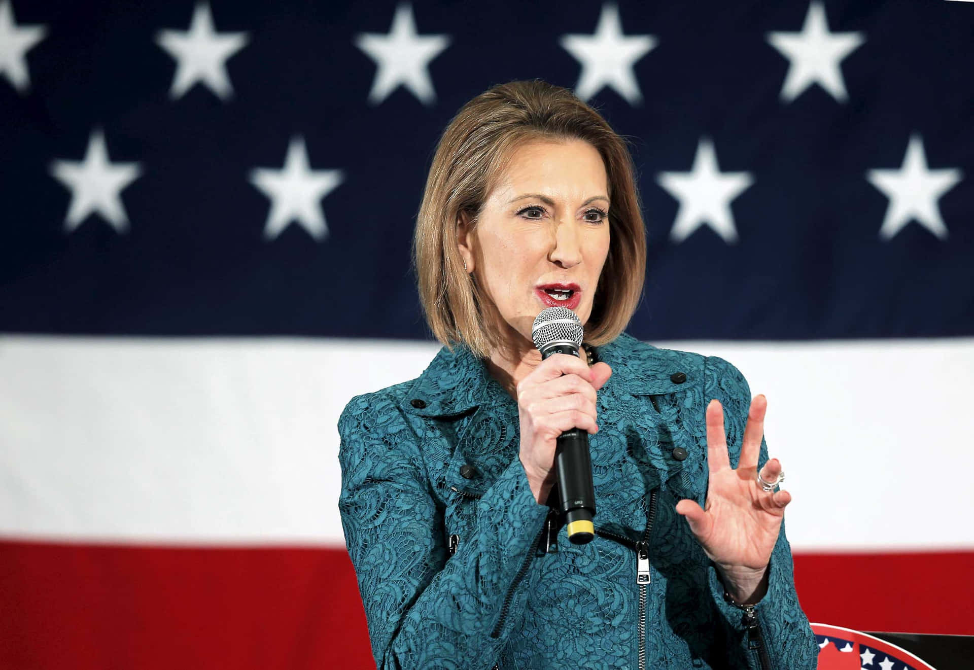 Carly Fiorina With Us Flag Wall Picture