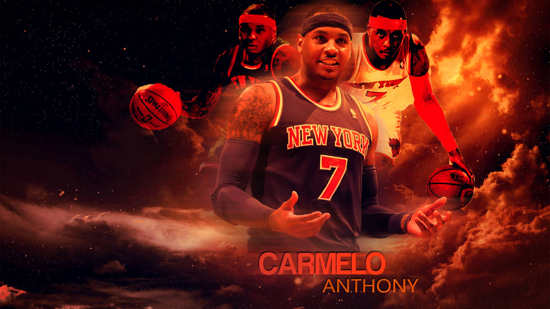 Carmelo Anthony Red Fire Art Wallpaper
