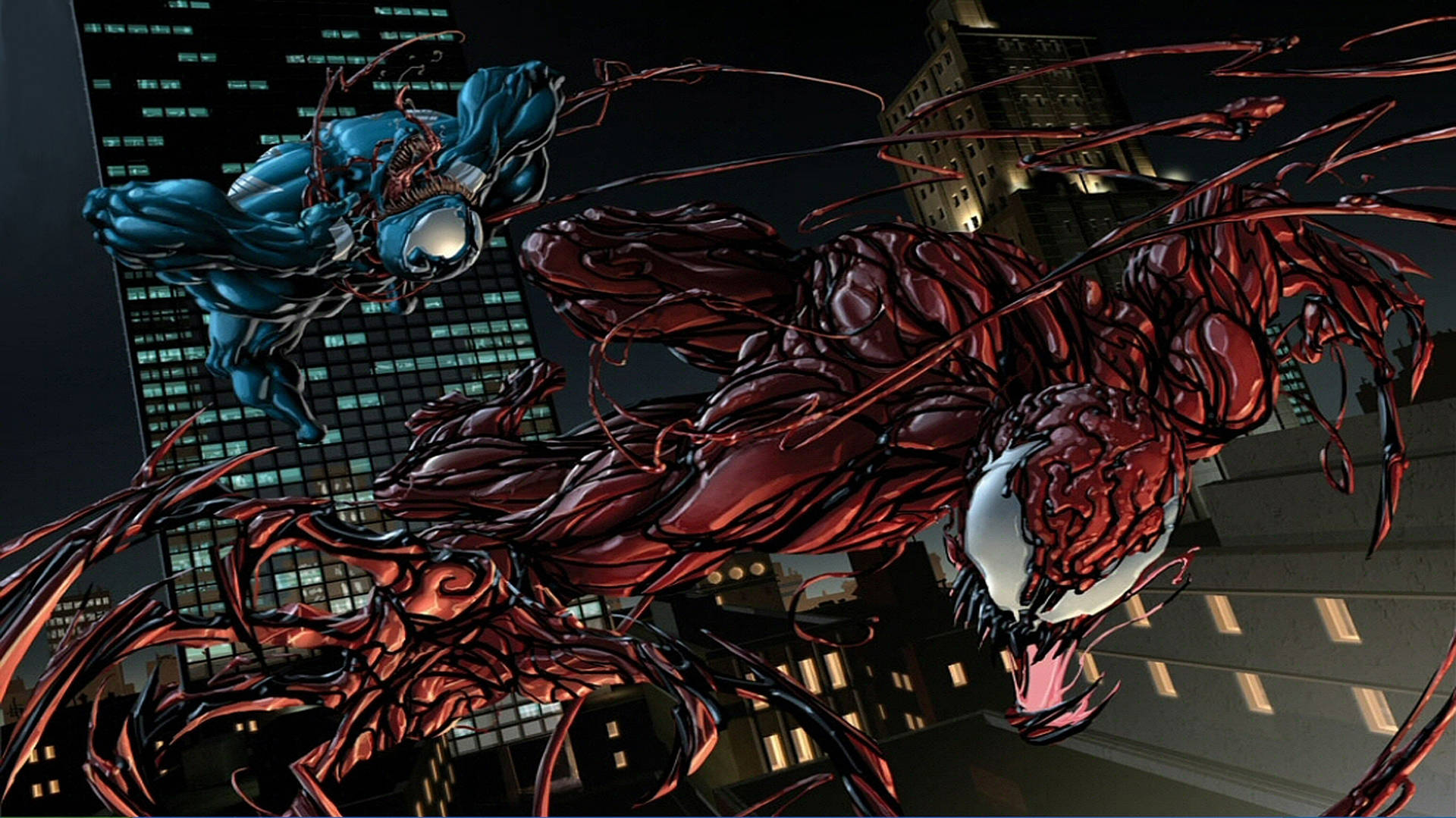 Carnage 4k og Venom Sky Battle Wallpaper Wallpaper