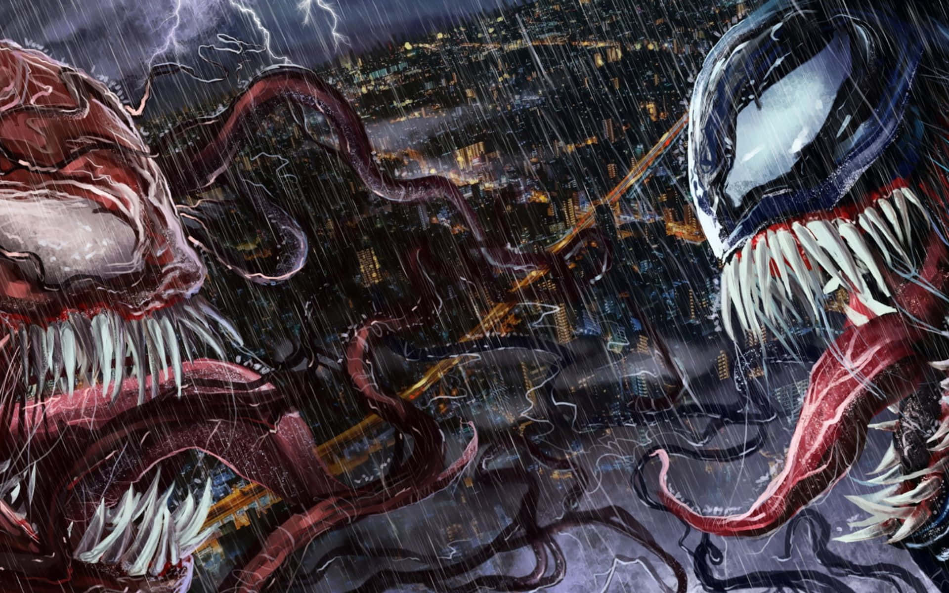 Intense Battle: Carnage vs Venom Wallpaper