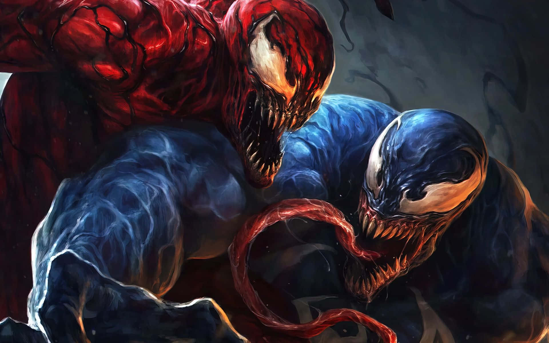 A Thrilling Face-off: Carnage vs. Venom Wallpaper