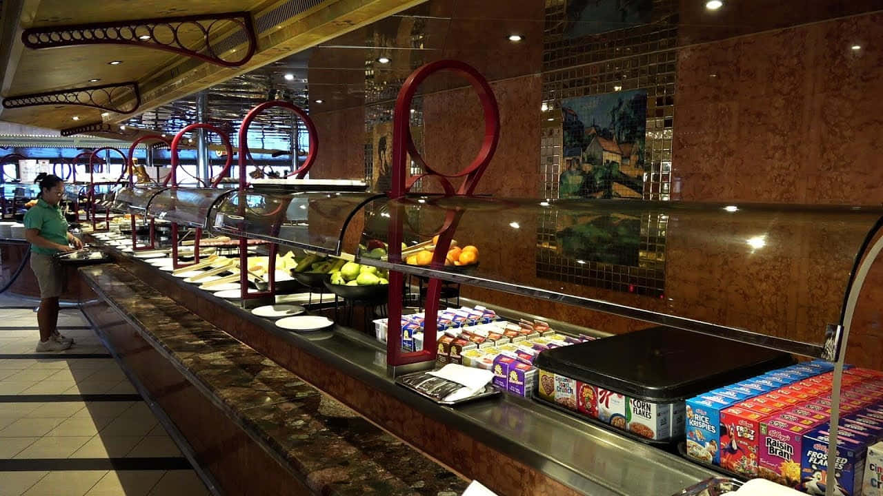 A Buffet With Many Different Kinds Of Food