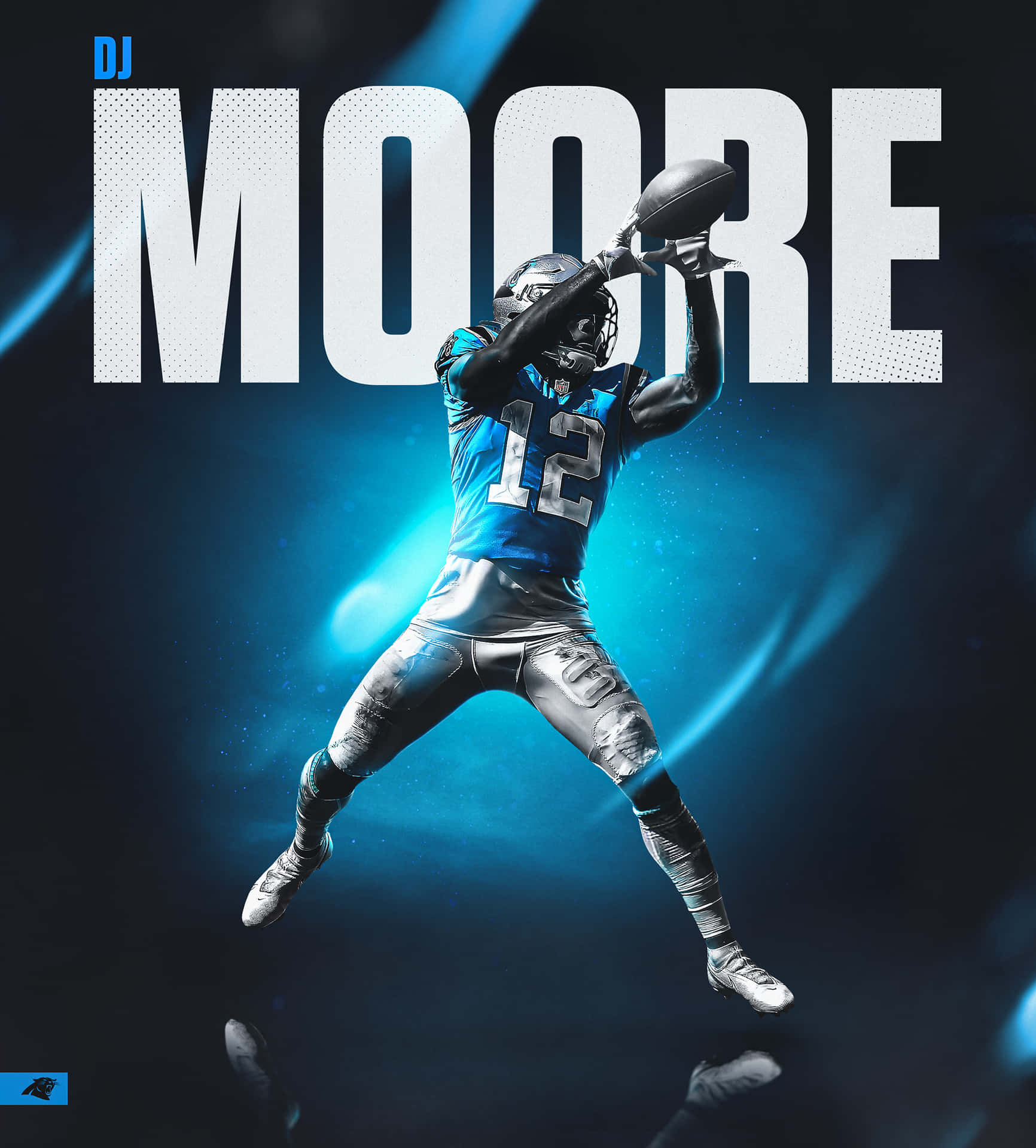 Carolina Panthers DJ Moore mørkeblå skrivebordsbaggrund Wallpaper