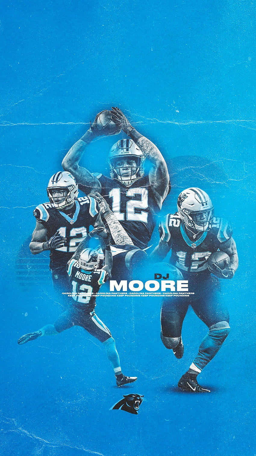 Carolina Panthers DJ Moore Vibrante Blå Digitale Tapet Wallpaper
