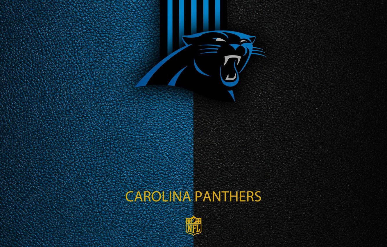Carolina Panthers Logo With Gold Letterings Wallpaper