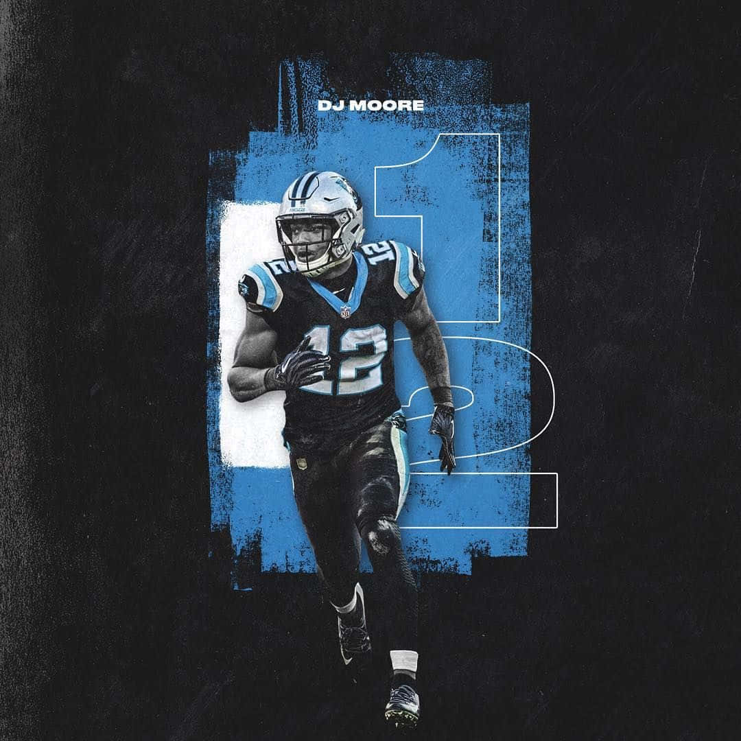 Carolina Panthers Player Dj Moore Blue And Black Wallpaper
