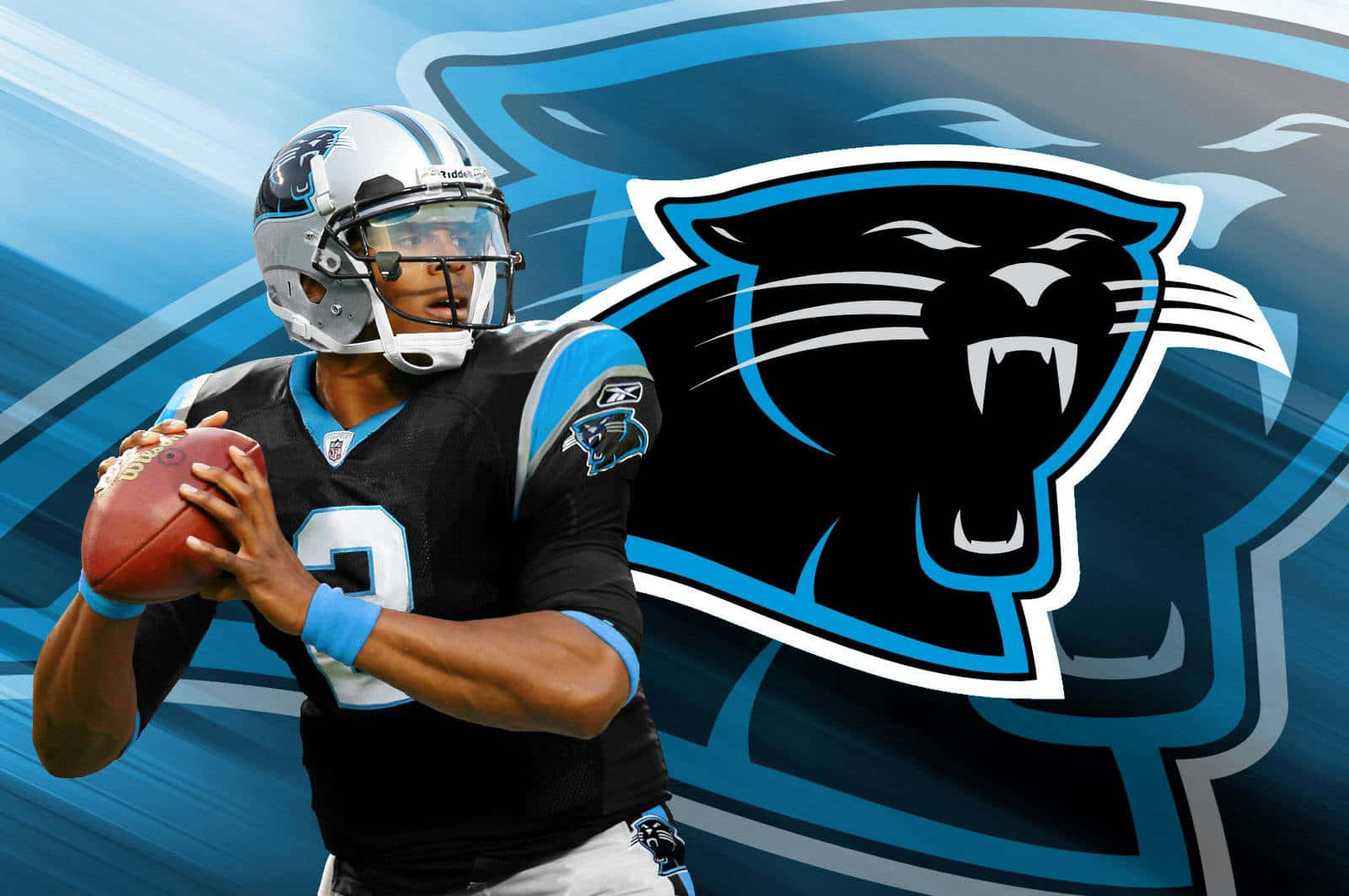Jogadordo Carolina Panthers Dj Moore Com O Logotipo Do Pantera Como Papel De Parede Do Computador Ou Celular. Papel de Parede
